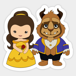 Baby princess, the beast, face mask for girl, princess cute mask, princess with rose Sticker